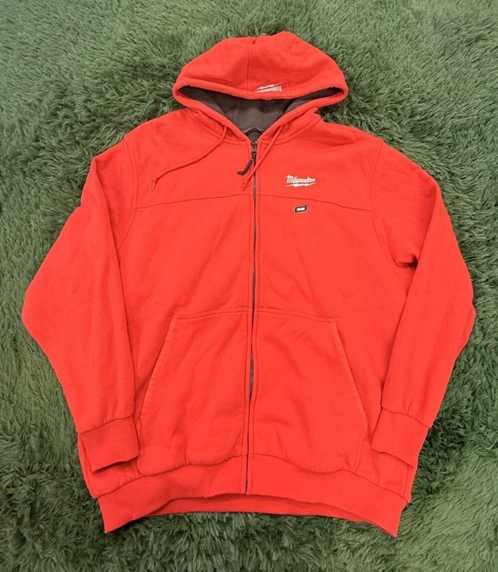 Milwaukee Men's Red Full Zip Hoodie Sweatshirt M12 Logo Activewear Workwear